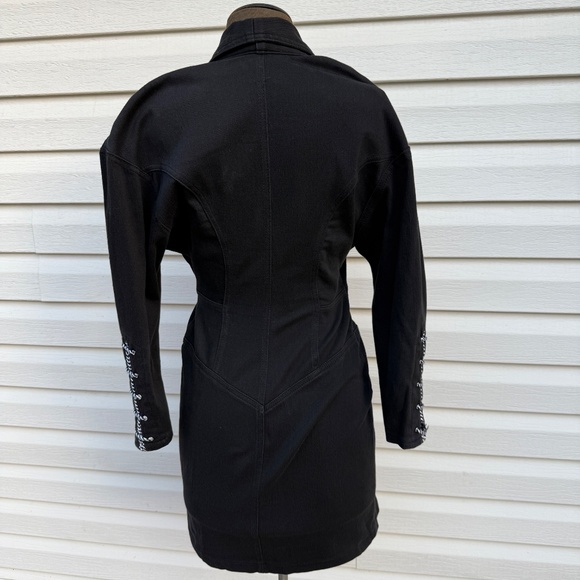 Stunning Vintage 80s Zip Front Lace up Body Con Dress - Picture 7 of 12